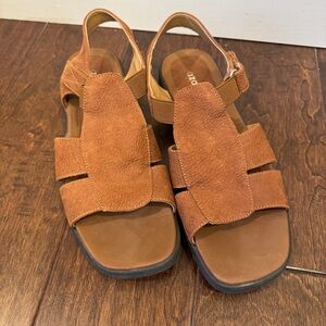 Azaleia Womens Sandals‎ 10 Medium Emerald Whiskey Leather Casual Dress